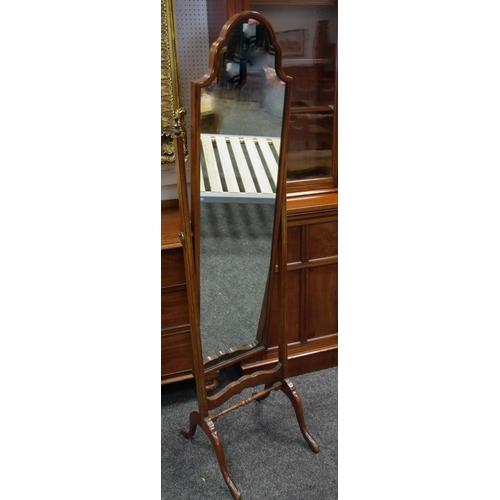 132A - A mahogany framed cheval mirror