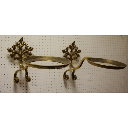 186 - A pair of brass wall sconces for oil lamps