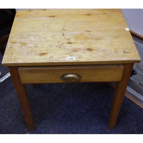 342 - A 1940's pine occasional table, drawer to frieze, tapering square legs.