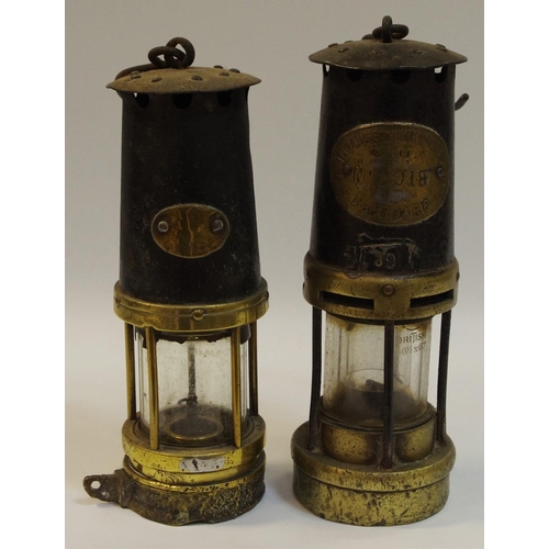 46 - A Thomas & Williams Aberdaire miner's safety lamp; another (2)