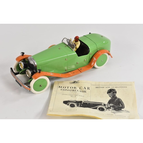 3083 - Meccano - a Clockwork Motor Car Constructor set No 2 model kit, pale green body, orange side rails, ... 