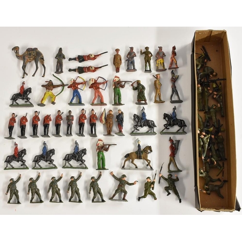 3105 - Hollow and Solid Cast metal figures - Britains British Infantry in steel helmets and gas masks, inc ... 