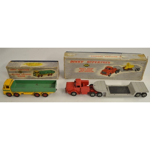 3230 - Dinky Supertoys 934 Leyland Octopus wagon, yellow cab and chassis with green truck body, red metal h... 