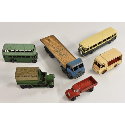 3233 - Dinky Toys - an Autobus Parisien Somua Panhard Bus, cream and green body, green hubs;  others 107 Do... 