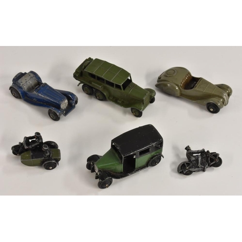 3234 - Dinky Toys - a 38a Frazer Nash BMW Sports Car, Grey body, Fawn Seat, black solid wheels;  37b Police... 