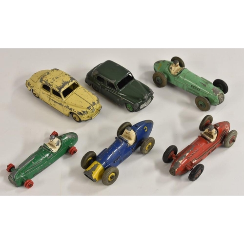 3239 - Dinky Toys -  Racing Cars - 23H, Ferrari, blue, yellow nose, Rn 5 ,yellow hubs;  23J H W M, pale gre... 