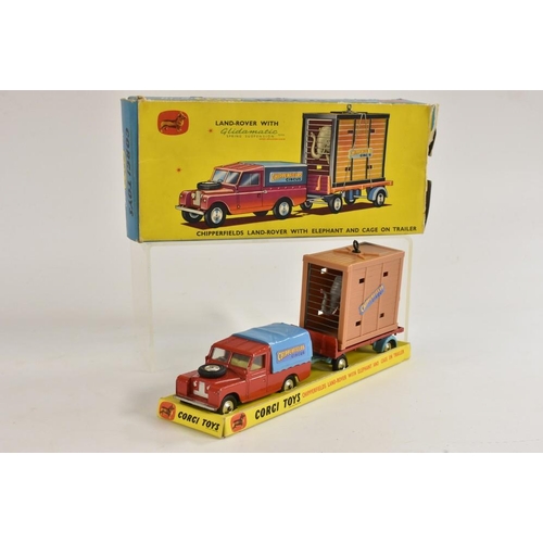 3241 - A Corgi Toys Chipperfields Land-Rover with Elephant and Cage on Trailer Gift Set no.19, boxed