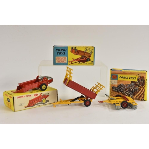 3246 - Corgi Toys 71 Wheeled Controlled Tandem Disc Harrow, red/yellow, red die-cast wheel hubs, original b... 