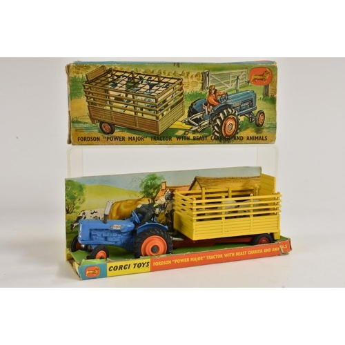 3247 - Corgi Toys, Gift Set 33, tractor and beast carrier, comprising of light blue Fordson Power Major wit... 