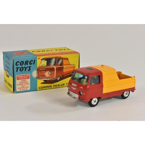 3249 - Corgi  Toys - a 465 Commer Pick-up Truck, red cab and base, orange rear body, silver hubs, Trans o L... 