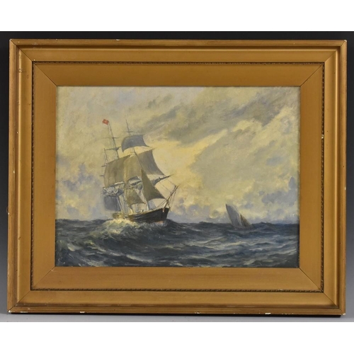 1096 - English School Clipper Red Jacket oil on canvas, 29cm x 39cm