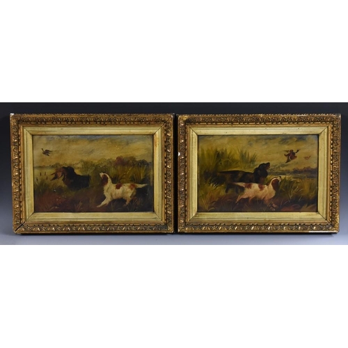 1102 - English School (mid-19th century) A pair, Gun Dogs, Pheasants and Ducks oil on boards, 24cm x 35cm