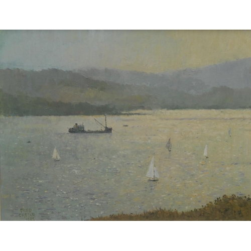 1104 - Fred Castle (late 20th century) Rockley, Poole Harbour signed and dated 1985, titled to verso, oil o... 