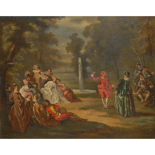 1107 - French School (19th century) A Courting Scene, in the Manner of Fragonard oil on canvas, 63cm x 80cm