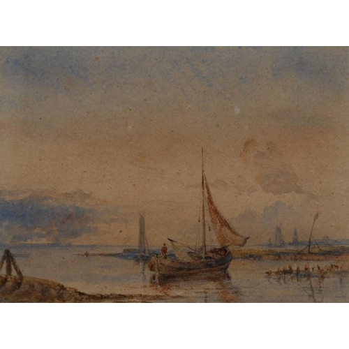 1136 - Attributed to David Cox (1783 - 1859) Fishing at Dusk  attributed to verso, watercolour, 16.5cm x 22... 