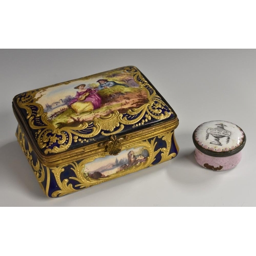 1148 - A Continental gilt metal mounted faience waisted rectangular table snuff box, in the Louis XV taste,... 