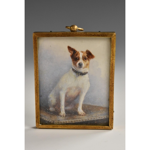 1191 - English School (early 20th century), a canine portrait miniature, of a Jack Russell, inscribed to ve... 