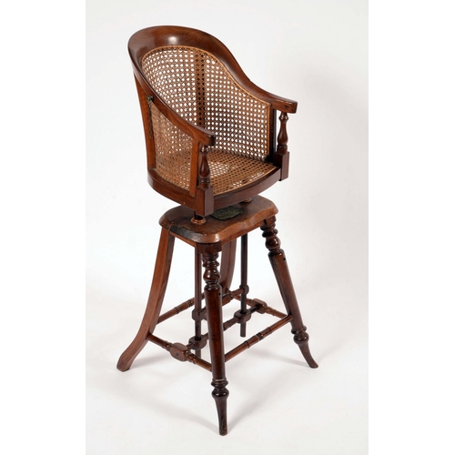 1273 - An early Victorian mahogany patent child's bergere high chair, by Wilson, Newton & Co, London, brass... 