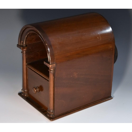 1371 - A Victorian mahogany ballot box, probably Masonic, of arched architectural design, the niche conceal... 