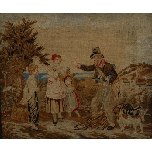 1390 - A Victorian Berlin wool work rectangular picture, embroidered in coloured threads with children by t... 