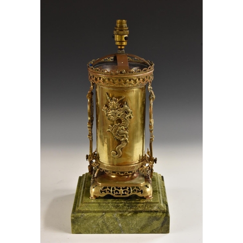 1403 - A substantial 19th century Japanesque bronze table lamp, cast and applied in the Oriental manner wit... 