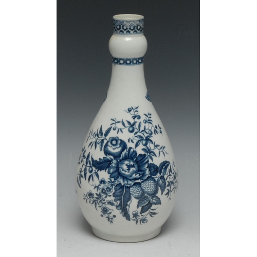 71 - A Worcester Pomegranate pattern guglet, printed in underglaze blue with pine cones, peony and pomegr... 