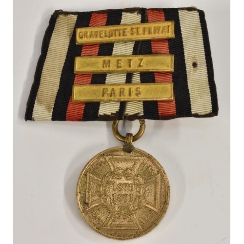 3625 - Medals, Germany/Prussia, The Franco Prussian 1870-71 War Medal, with battle clasps for Paris, Metz a... 