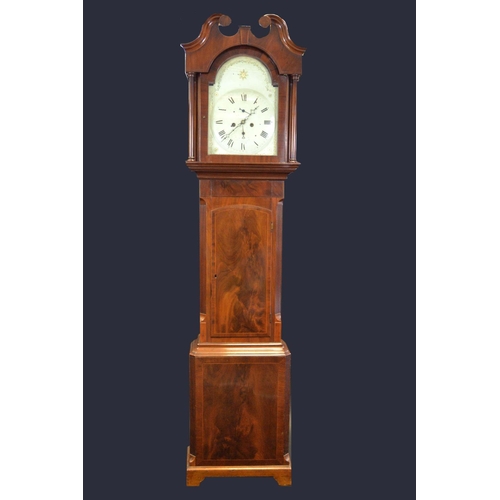 778 - A 19th century mahogany longcase clock, the 31cm white painted dial with Roman numerals, subsidiary ... 