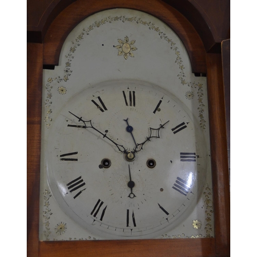 778 - A 19th century mahogany longcase clock, the 31cm white painted dial with Roman numerals, subsidiary ... 