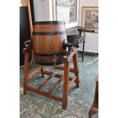 788 - A 19th century coppered butter churn on stand