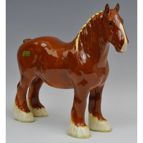 83 - A Beswick chestnut shire horse, printed mark, sticker, model no.818