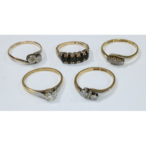 582 - A gold diamond solitaire ring, marks rubbed, probably 18ct and platinum, 2.1g; an 18ct gold and plat... 