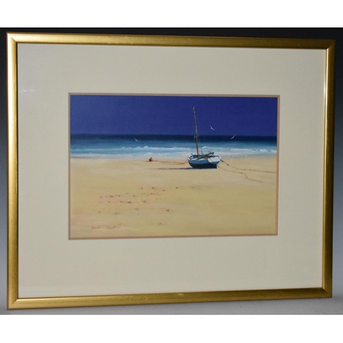 5049 - David Short (Bn.1940) Beached Fishing Boat signed, oil, 28 x 42cm