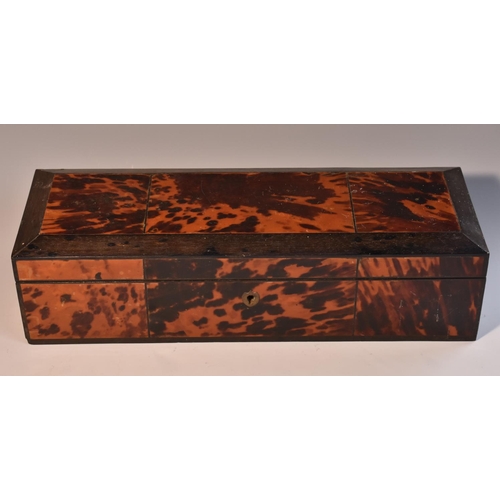 3062 - A Colonial tortoiseshell and hardwood rectangular box, hinged cover, 32.5cm wide, c.1900