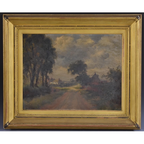 5336 - Lewis Deel? Wending Track signed, dated 1913, oil on canvas, 34.5cm x 45cm