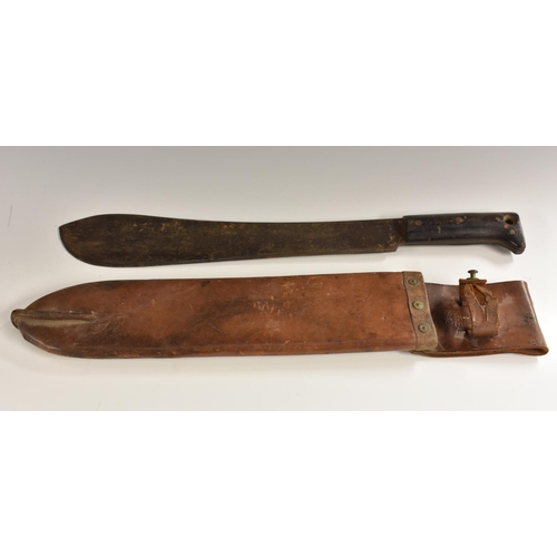 3553 - A World War II American machete, by Legitimus Collins & Co, 37.5cm blade, two-piece grip, 49.5cm lon... 