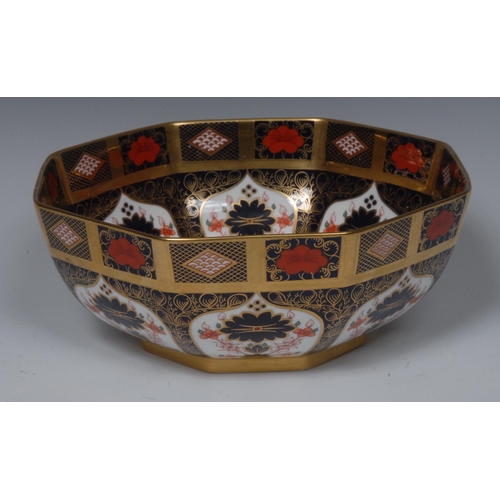 103 - A Royal Crown Derby 1128 pattern large octagonal bowl, 24cm wide, printed mark, boxed