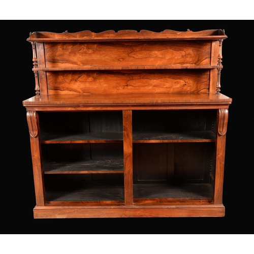 1593 - A George IV rosewood library bookcase/side cabinet, rectangular superstructure with shaped three-qua... 