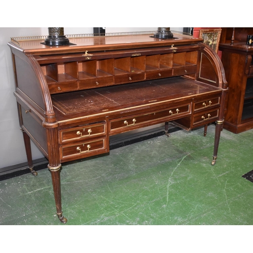 1606A - A Directoire design gilt metal and brass mounted cylinder desk, stamped H.Mawer & Stephenson London,... 