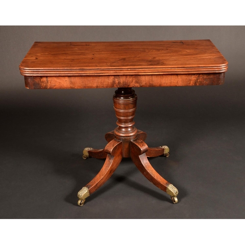 1627 - A Regency mahogany rounded rectangular tea table, possibly Scottish, folding top above a deep frieze... 