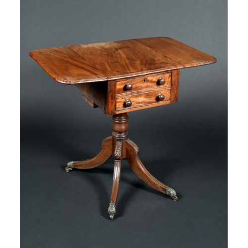 1646 - A Victorian mahogany drop-leaf rounded rectangular side table, double drawer to frieze, blind to ver... 