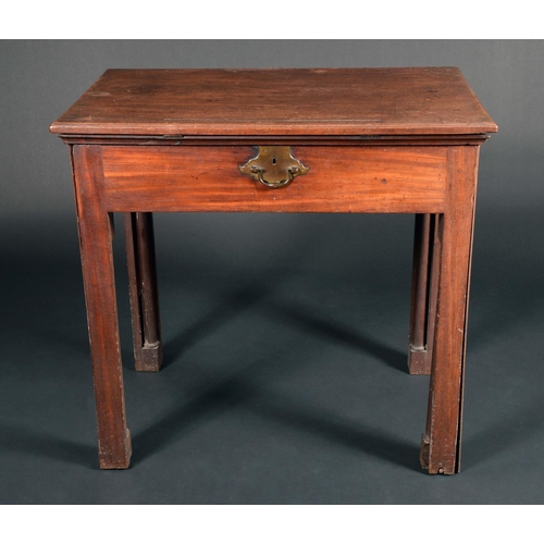 1683 - An early George III mahogany architect's table, rectangular moulded top adjustable on a ratchet, abo... 