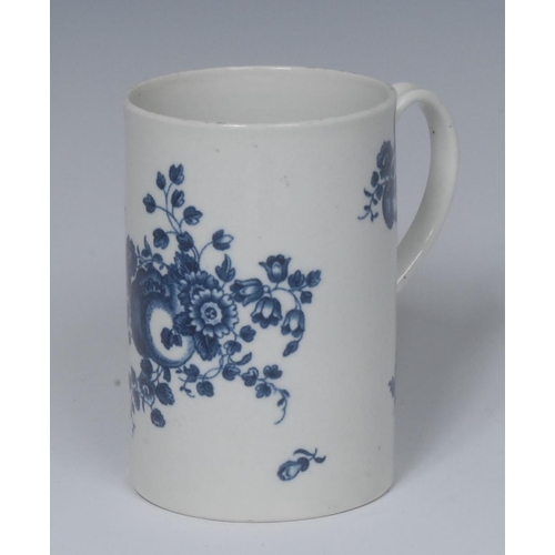 179 - A Worcester Fruit Sprigs pattern mug, printed in underglaze blue with fruit and flowers, 11.5cm high... 