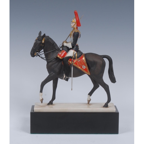 208 - A Royal Worcester figural group, The Royal Horse Guards (The Blues), modelled by Doris Lindner, on w... 