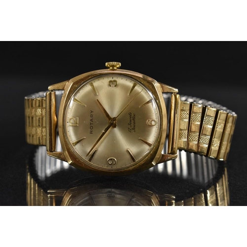 3044 - A Rotary gentleman's 9ct gold cased wristwatch, silvered dial, quartered Arabic numerals and arrow b... 