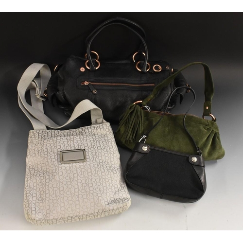 3407 - Handbags - a John Richmond leather bag, Ri2K; another, suede;  a DNKY bag;  a Calvin Klein bag (4)