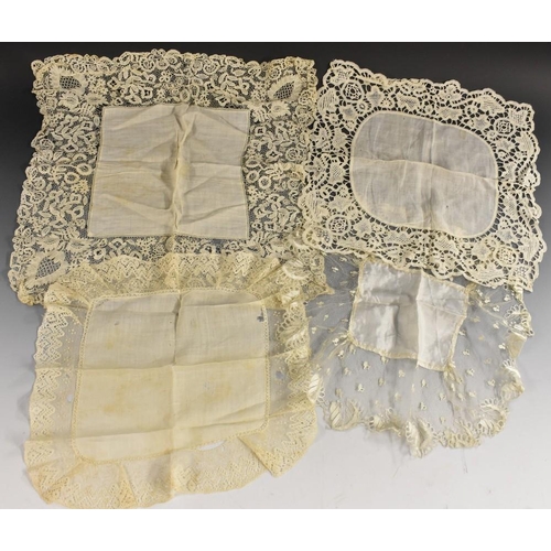 3443 - A quantity of lace edged hankerchiefs, silk and cotton