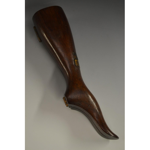 5101 - A George/William IV rosewood novelty boot jack, as a foot, folding for travel, brass hinges and fitt... 