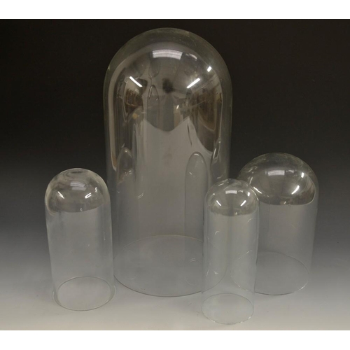 5114 - A large Victorian glass specimen dome, 39cm high, 19cm diam; another, 20cm high, 13cm high; others, ... 