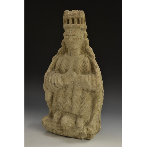 5167 - A post-Medieval limestone figure, carved as Mary, Queen of Heaven, 51cm high